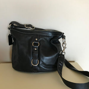 Coach black leather cross body bag